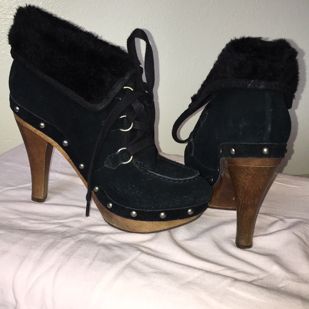 Guess Black Studded Heel Ankle Boots Booties